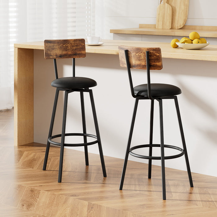 2X Industrial Bar Stools Upholstered Counter Chairs Steel Frame Anti-Scratch