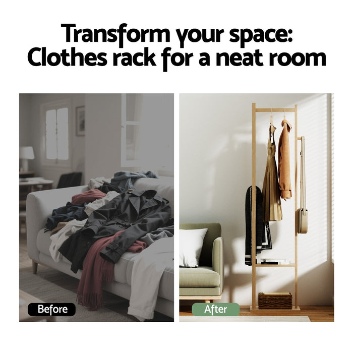 Clothes Rack Airer Coat Stand Bamboo