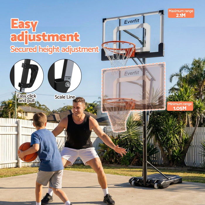 Portable Basketball Hoop Adjustable Pool Goal System Backyard 1.05M-2.1M