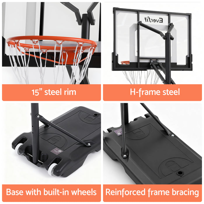 Portable Basketball Hoop Adjustable Pool Goal System Backyard 1.05M-2.1M