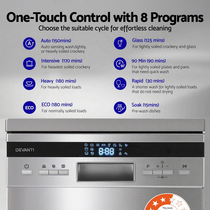 10 Place Settings Freestanding Dishwasher Silver