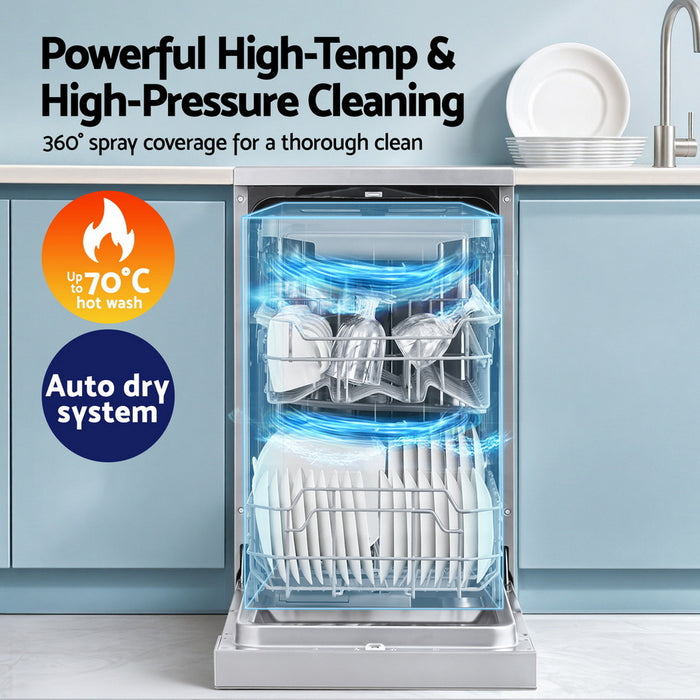 10 Place Settings Freestanding Dishwasher Silver