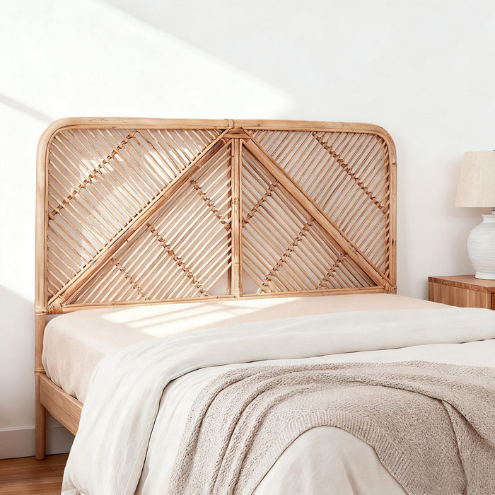 Bed Headboard Queen Bedhead Rattan Fred Pine