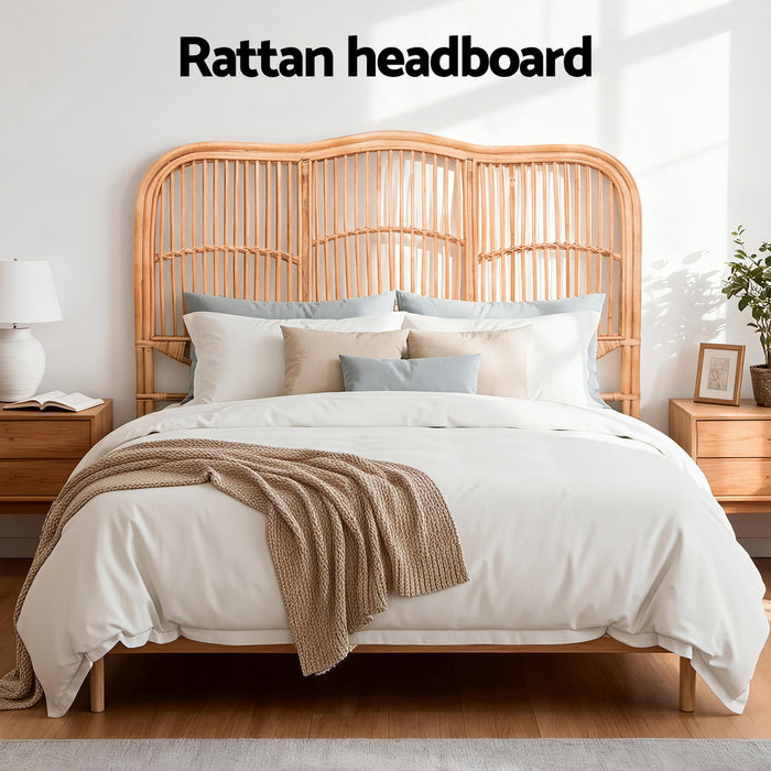 Bed Headboard Double Bedhead Rattan Nero Pine