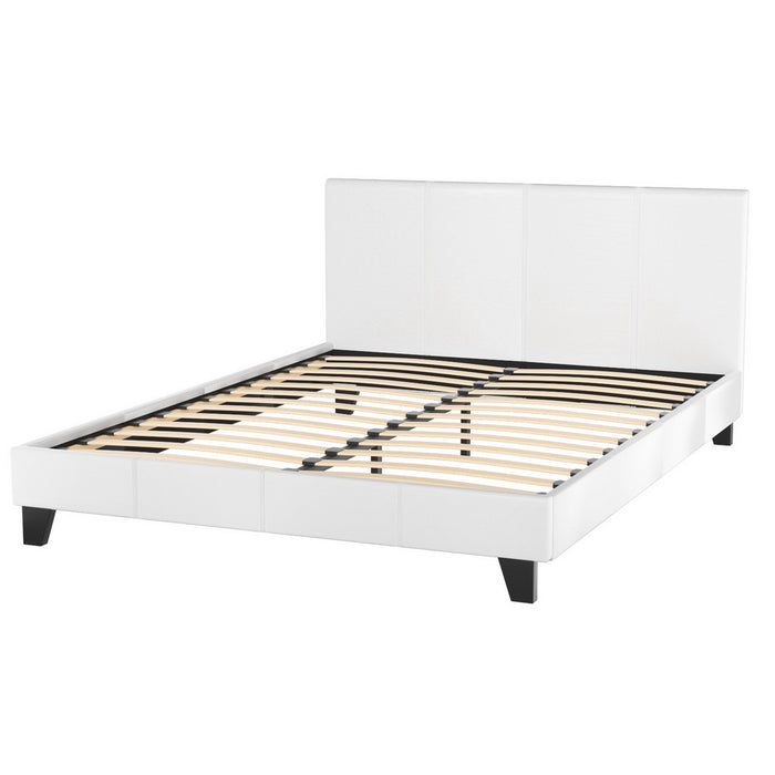 Bed Frame Queen Size White Neo