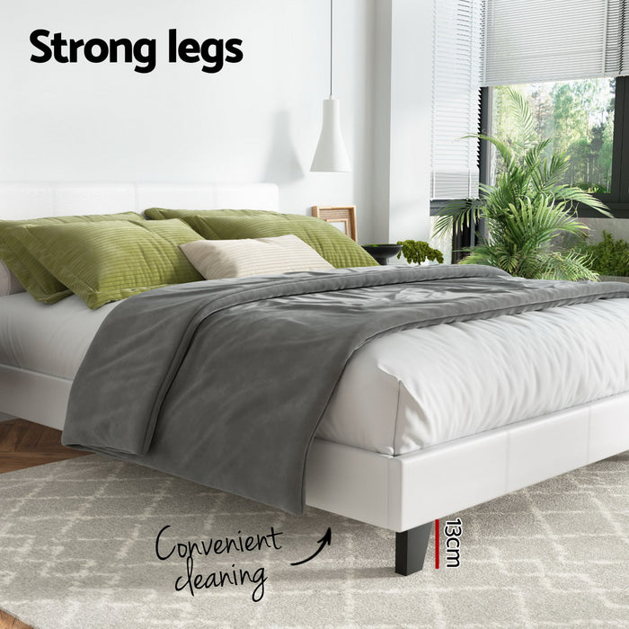 Bed Frame Queen Size White Neo