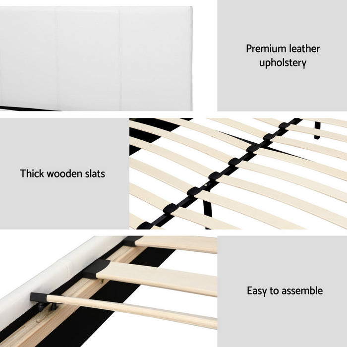 Bed Frame Queen Size White Neo