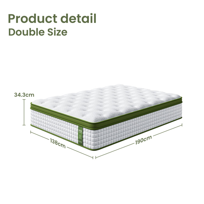 Double Bed Frame And Bedstory Hybrid Mattress Bundle With Headboard White
