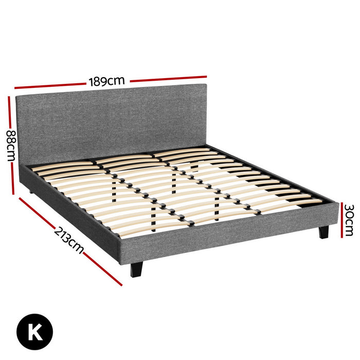 Bedstory King Bed Frame Set With Hybrid Mattress Medium Firm Linen Grey