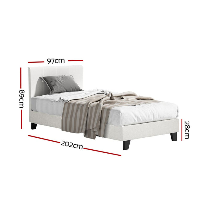 Bedstory Single Bed Frame Mattress Bundle Platform Headboard Medium Firm Hybrid White
