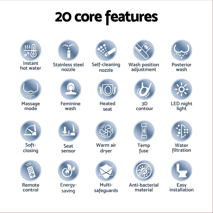 Electric Bidet Toilet Seat Cover Led Night Light Heated Seat With Remote