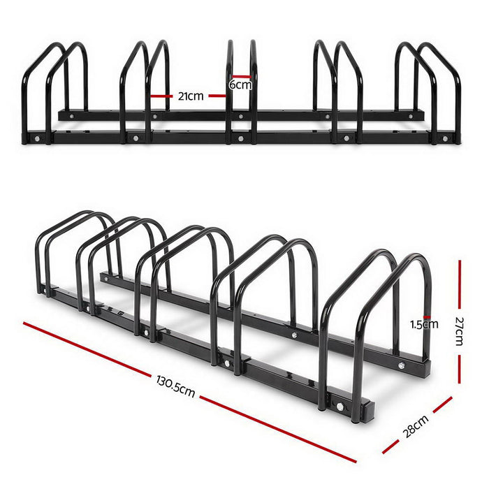 5 Bike Stand Rack Bicycle Storage Floor Parking Holder Cycling Black