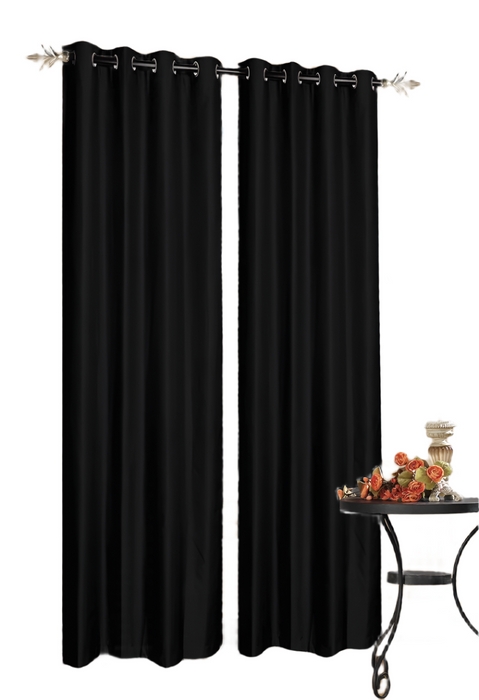 2X Blockout Curtains Blackout Window Curtain Draperies Pair Eyelet for Bedroom 132 x 213cm Black
