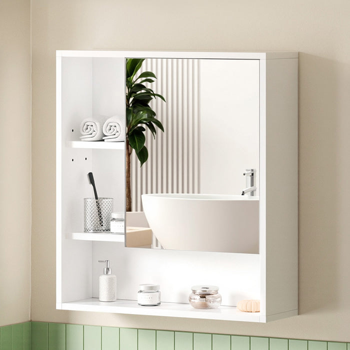Bathroom Mirror Cabinet Mirrored Medicine Adjustable Shelf Wall Mounted 560Mm White