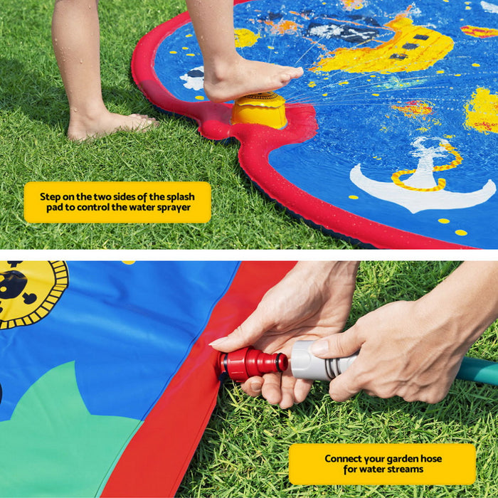Kids Splash Pad Pool Sprinkler Spray Play Mat Water Fun Toys 170cm X140cm