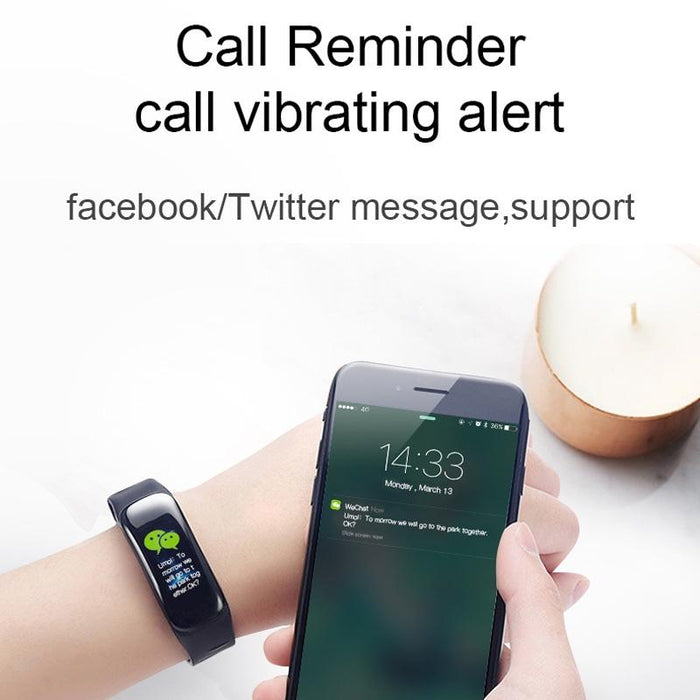 Ips Smart Bracelet Call Reminder Hr/Bp Monitoring Sleep/Sedentary Tracking Remote Control