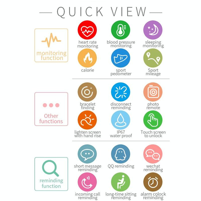 Ips Smart Bracelet Ip67 Waterproof Step/Heart/Sleep Monitoring