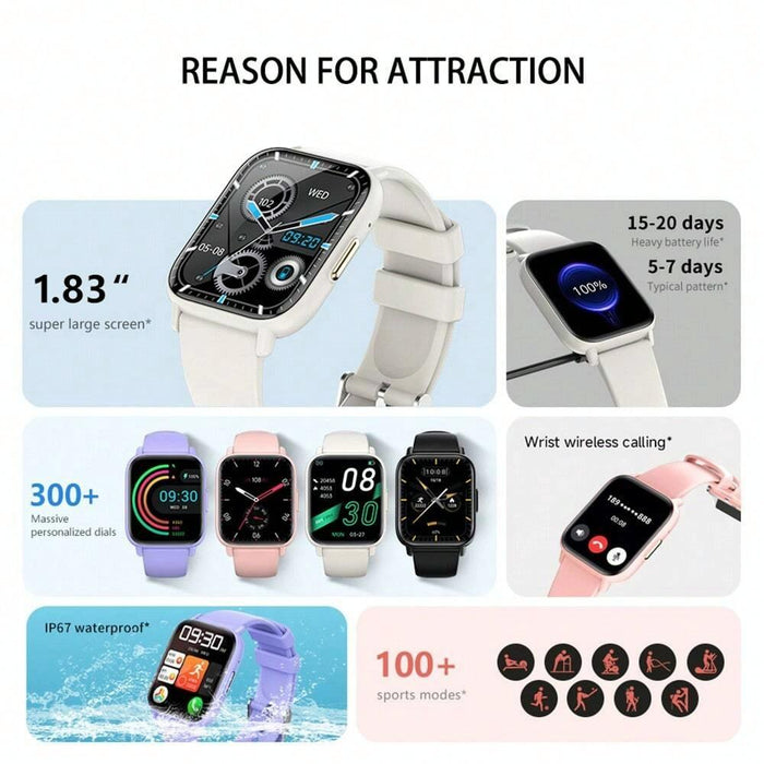 1.83 Inch Ip68 Waterproof Smart Watch Support Body Temperature Monitoring / Heart Rate / Blood Oxygen / Blood Pressure Monitoring