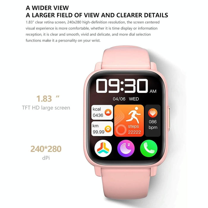 1.83 Inch Ip68 Waterproof Smart Watch Support Body Temperature Monitoring / Heart Rate / Blood Oxygen / Blood Pressure Monitoring