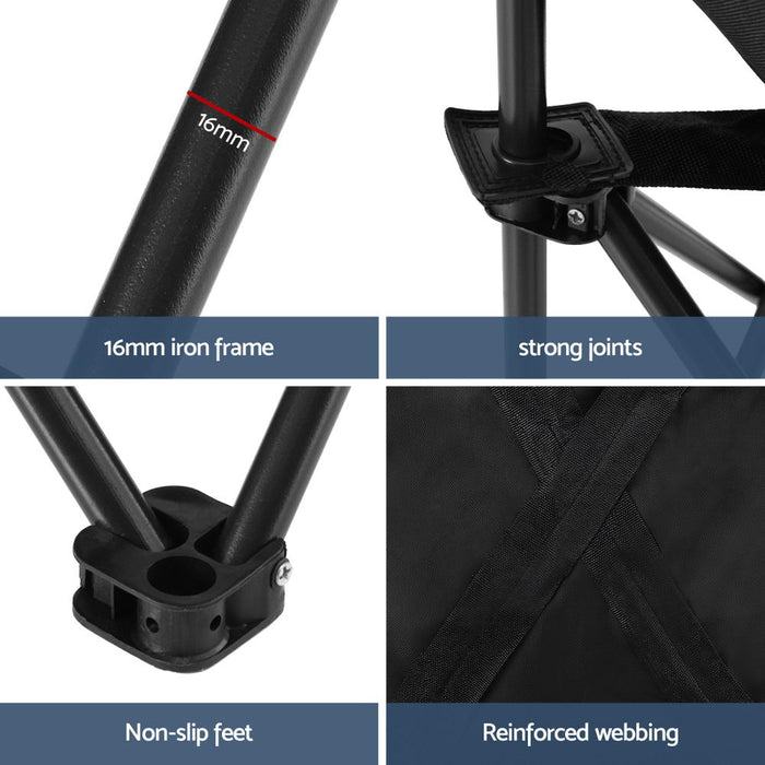 Folding Camping Moon Chair Portable Seat Weight Capacity 120Kg Black