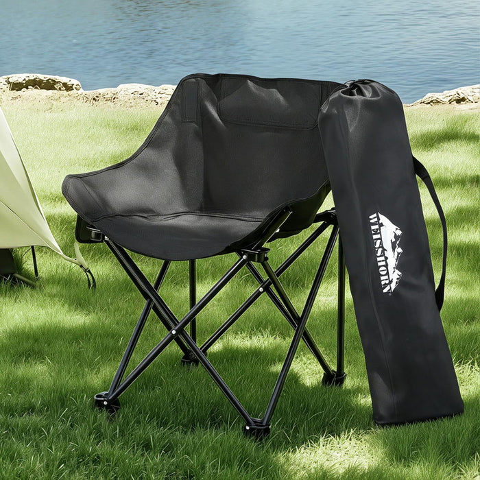 Folding Camping Moon Chair Portable Seat Weight Capacity 120Kg Black