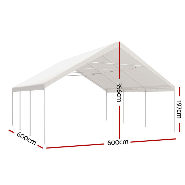 Carports 6X6M Carport Kits Steel Shelter Gazebo Canopy Garage Portable Garden Shed