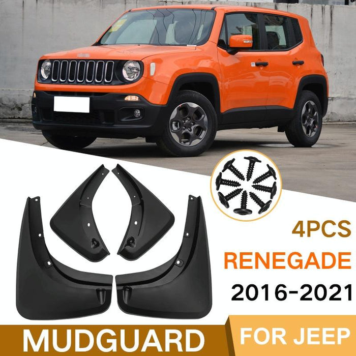 For Jeep Renegade 2015-2021 4Pcs / Set Car Auto Soft Plastic Splash Flaps Fender Guard