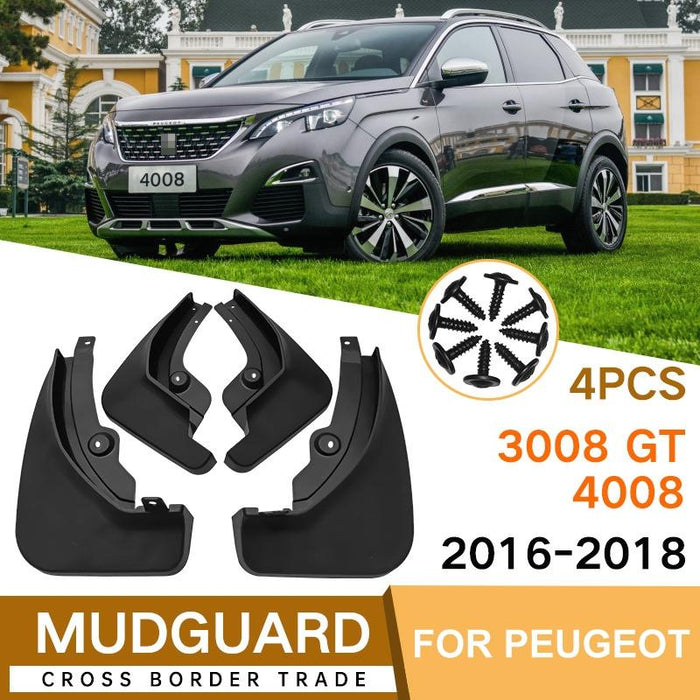 For Peugeot 4008 / 3008Gt 2016-2021 4Pcs / Set Car Auto Soft Plastic Splash Flaps Fender Guard