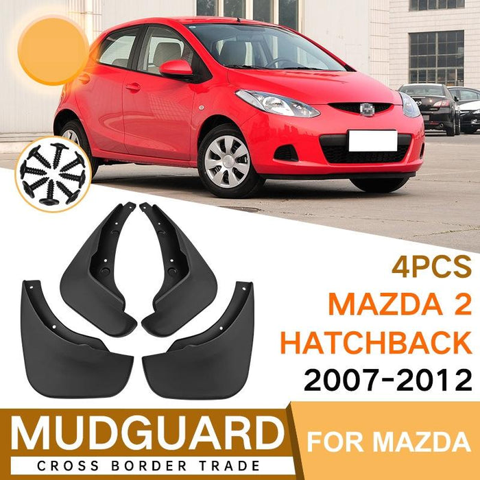 For Mazda 2 Hatchback 2007-2012 4Pcs / Set Car Auto Soft Plastic Splash Flaps Fender Guard