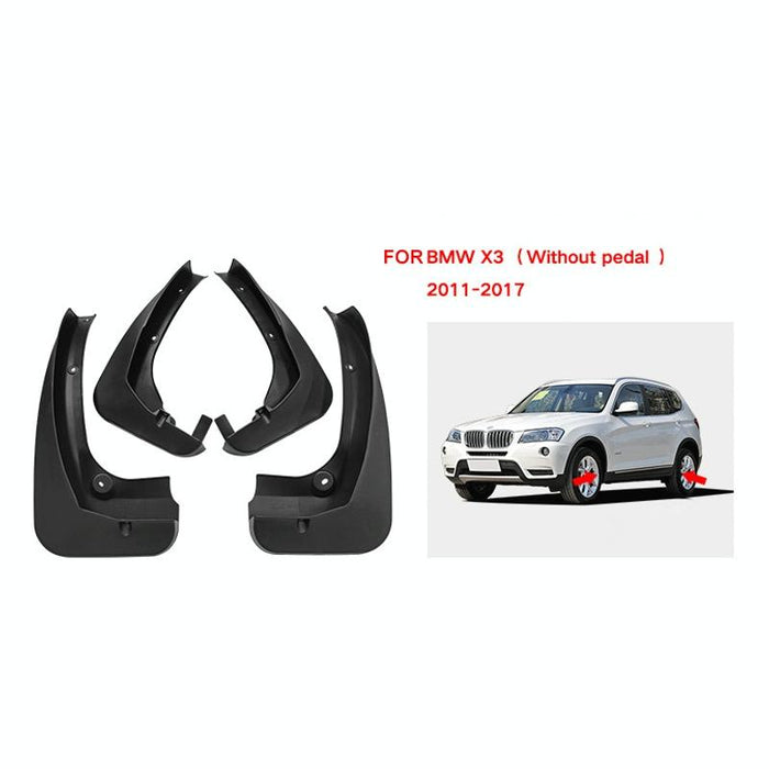 For Bmw X3 F25 Without Pedals 2011-2017 4Pcs / Set Car Auto Soft Plastic Splash Flaps Fender Guard