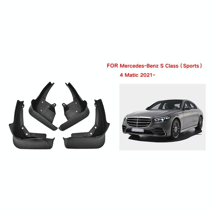 For Mercedes-Benz S-Class Sport 2022 4Pcs / Set Car Auto Soft Plastic Splash Flaps Fender Guard
