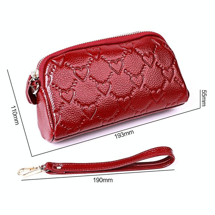 2025 Multifunctional Litchi Texture Women Large Capacity Hand Wallet Shell Bag With Card Slots Pale Pinkish Grey