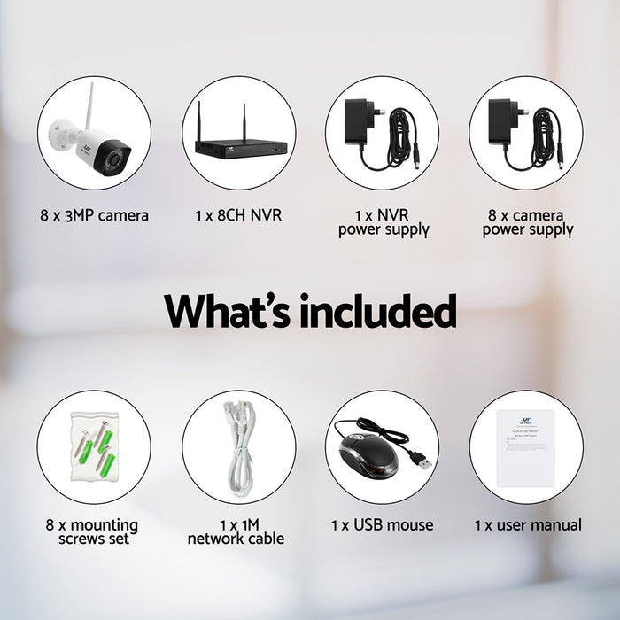 3Mp Wireless Cctv 8Ch 8 Square Camera