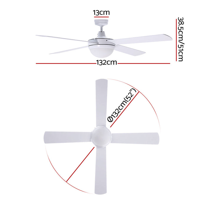 Goslash Picks Devanti 52’’ Ceiling Fan w Light w Remote Timer - White