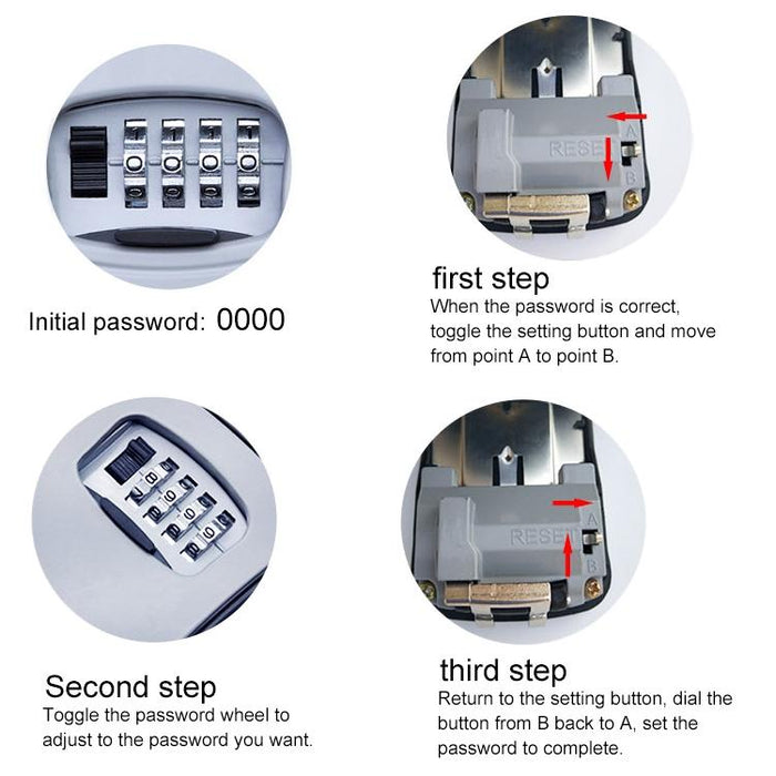 Secure Wall Cabinet Key Box Password Lock For Door Security Metal Storage Box