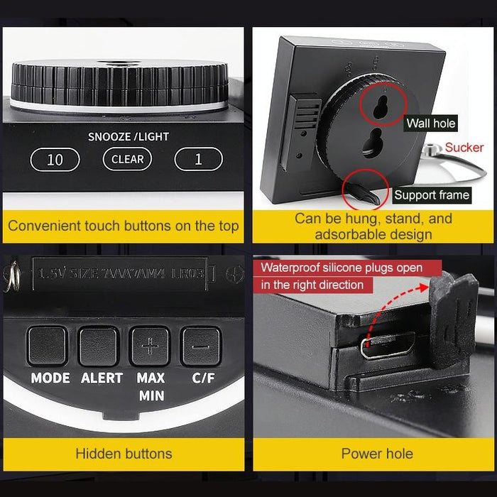 Waterproof Bathroom Clock With Timer & Thermometer