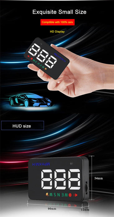 3.5 Inch Car Hud With Gps 2 Display Modes Light Sensors Speed & Compass Speed Alarm