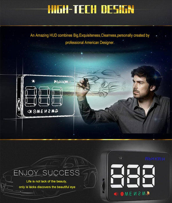 3.5 Inch Car Hud With Gps 2 Display Modes Light Sensors Speed & Compass Speed Alarm