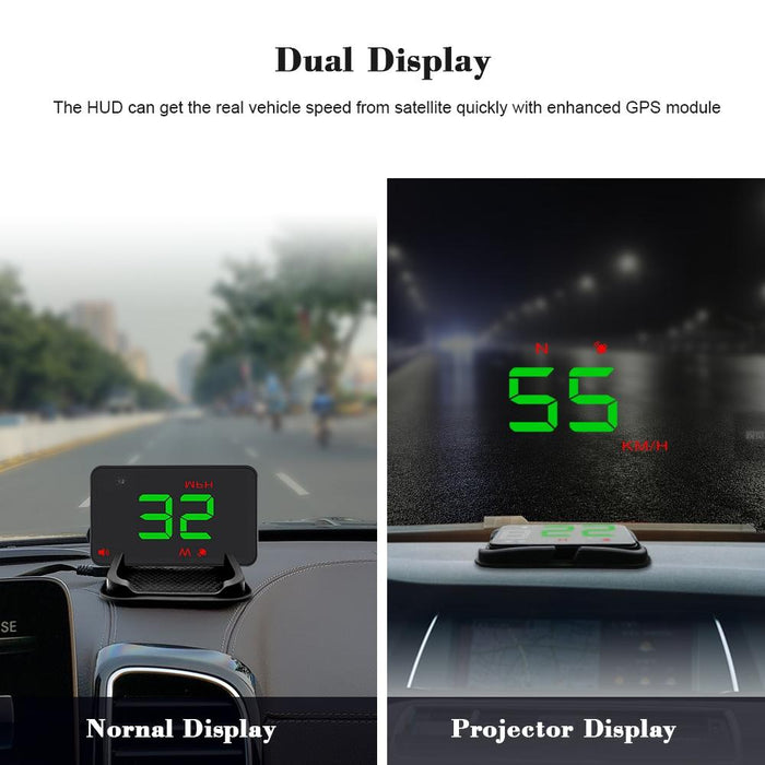 3.5 Inch Car Hud With Gps 2 Display Modes Light Sensors Speed & Compass Speed Alarm