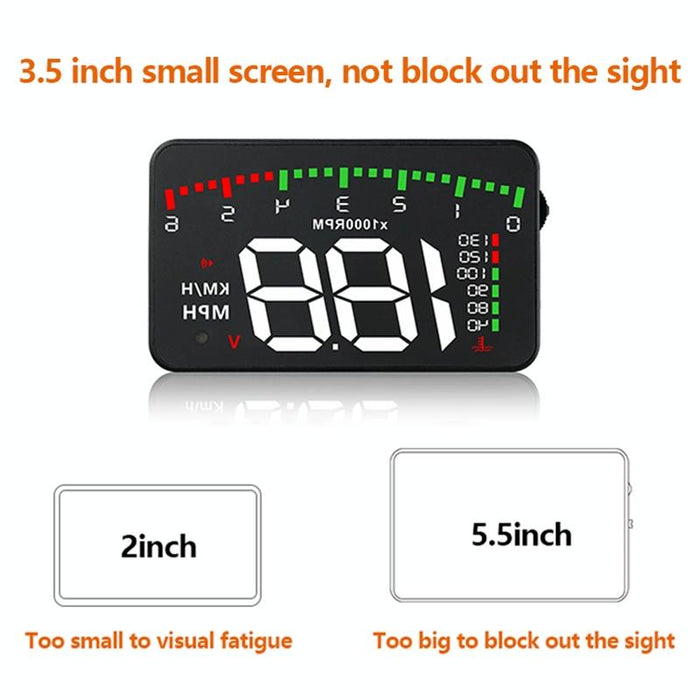 3.5 Inch Vehicle Head Up Display Car Speed Engine Revs Water Temp Voltage Mileage