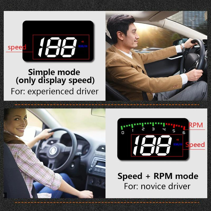 3.5 Inch Vehicle Head Up Display Car Speed Engine Revs Water Temp Voltage Mileage
