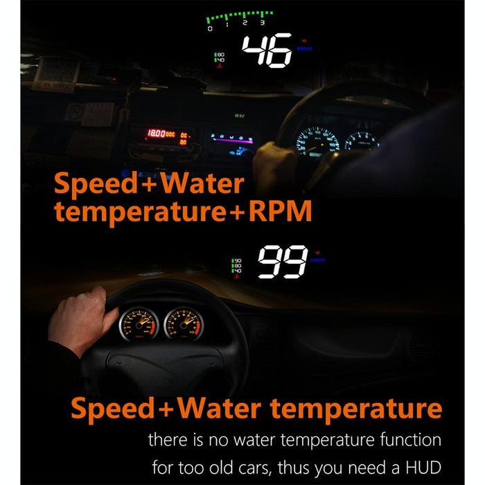 3.5 Inch Vehicle Head Up Display Car Speed Engine Revs Water Temp Voltage Mileage