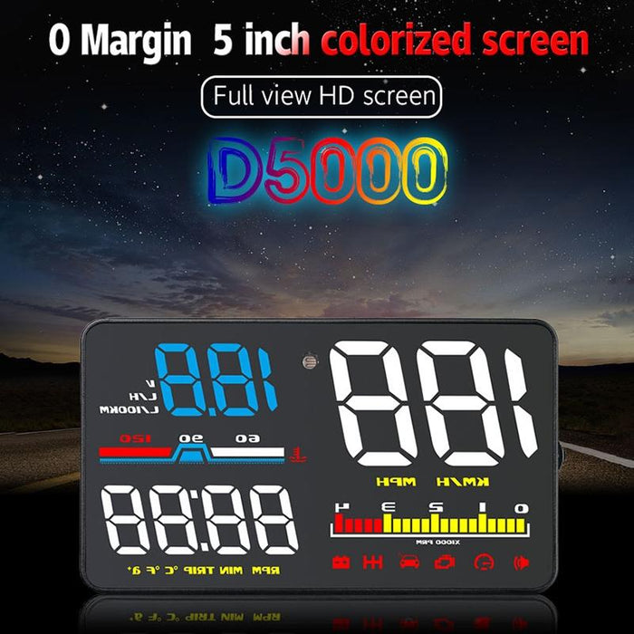 5 Inch Obd2 Head Up Display Car Speed Revolving Speed Water Temp Battery Voltage