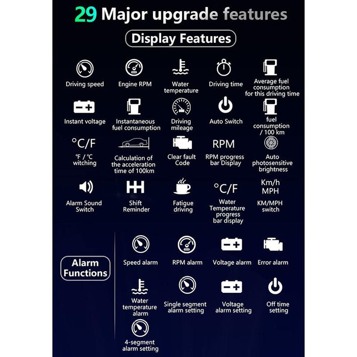 5 Inch Obd2 Head Up Display Car Speed Revolving Speed Water Temp Battery Voltage