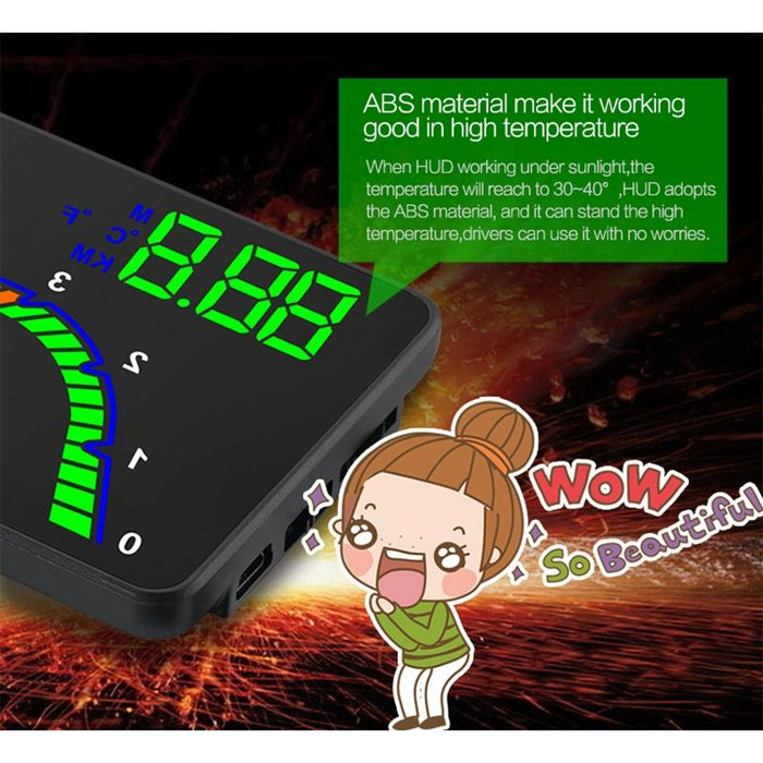 4 Inch Obd2 Head Up Display Car Speed Revolving Speed Fuel Consumption Fault Code Detection & Elimination