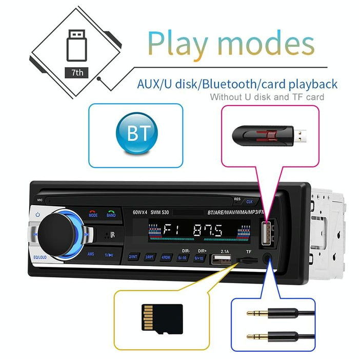 12V Car Dual Usb Charger Radio Receiver Mp3 Player Fm & Bluetooth Remote Control