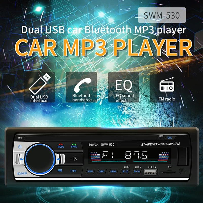 12V Car Dual Usb Charger Radio Receiver Mp3 Player Fm & Bluetooth Remote Control