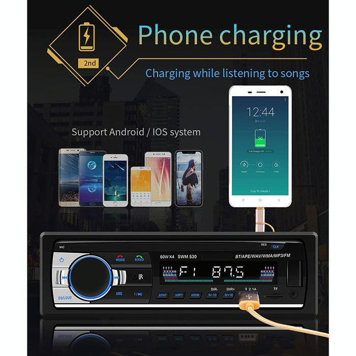 12V Car Dual Usb Charger Radio Receiver Mp3 Player Fm & Bluetooth Remote Control