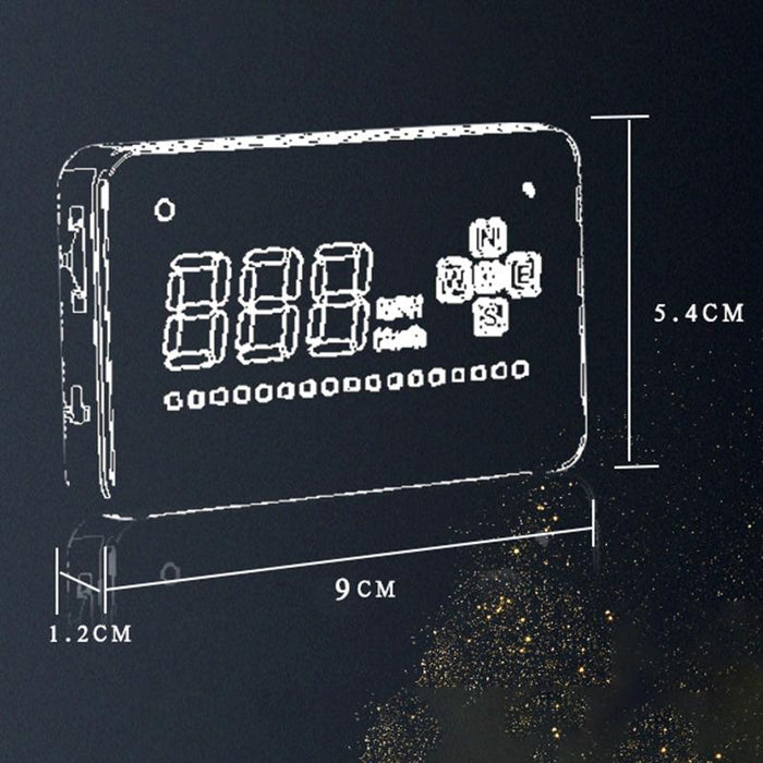 3.5 Inch Gps Car Hud Speed Alarm Compass Km / Miles Black