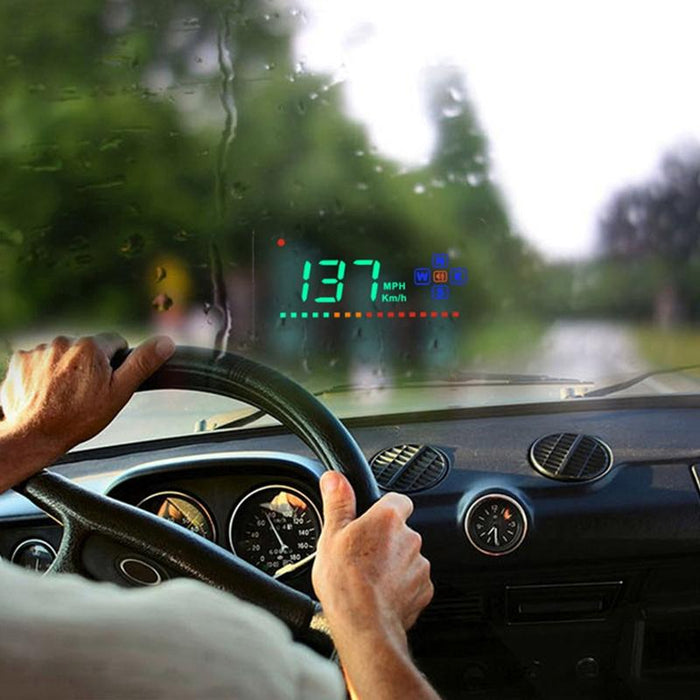 3.5 Inch Gps Car Hud Speed Alarm Compass Km / Miles Black